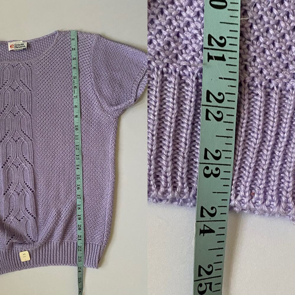 Vintage Cristin Stevens Lilac Knit Short Sleeve Sweater USA - Picture 13 of 16